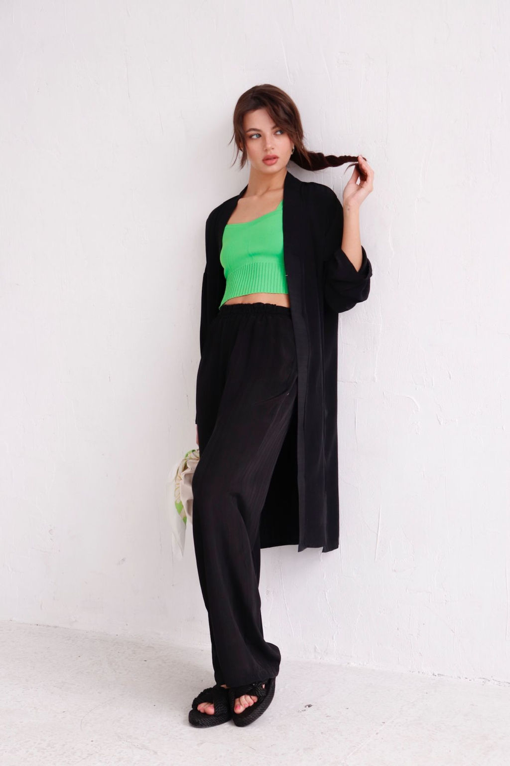 9536 Костюм из кимоно и брюк-палаццо чёрный - Martichelli фото 27