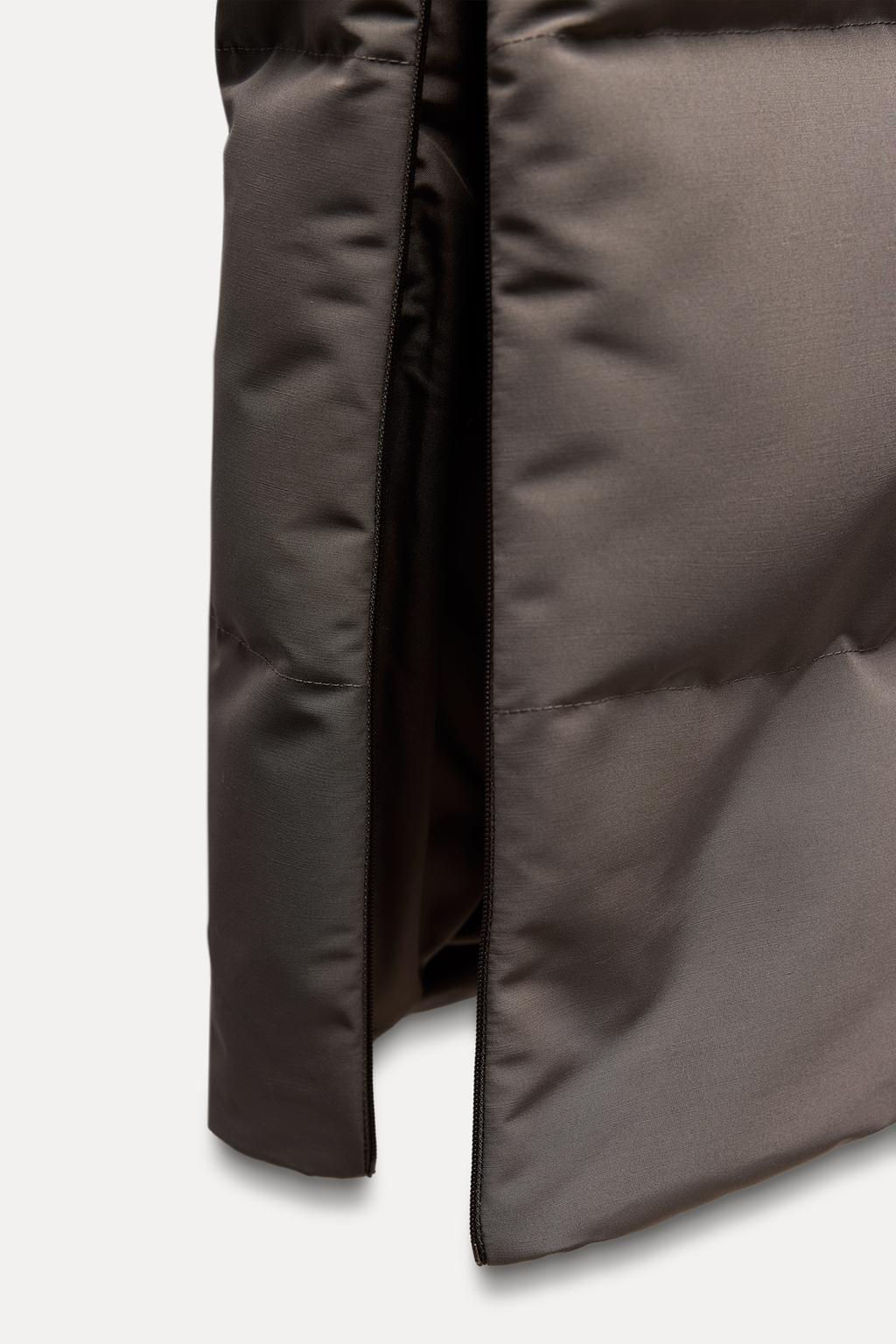 LONG HOODED WATER AND WIND RESISTANT PUFFER JACKET - Zara фото 12