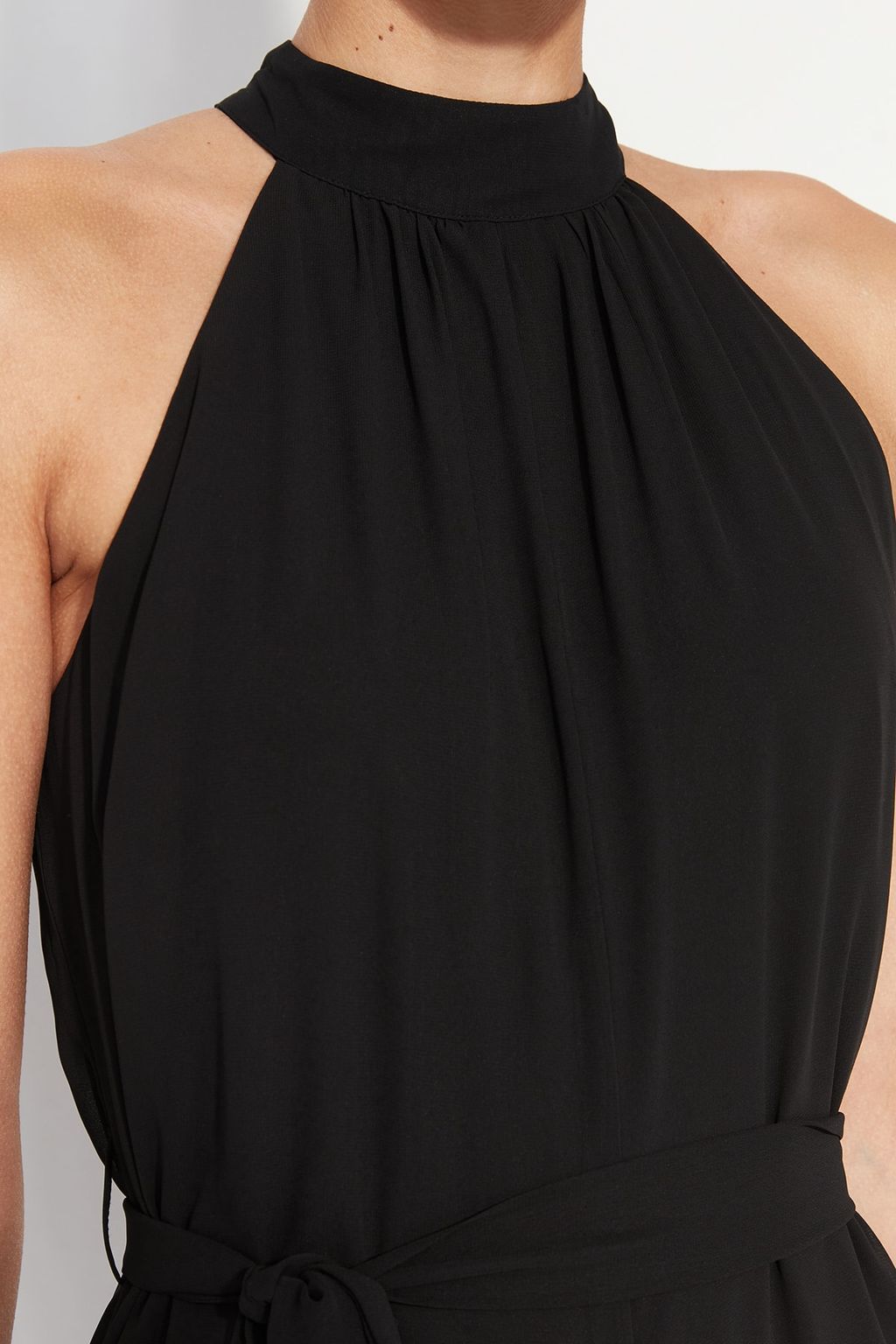 Siyah Kusakl? Maxi Sifon Astarl? Dokuma Tulum TWOSS23TU00093