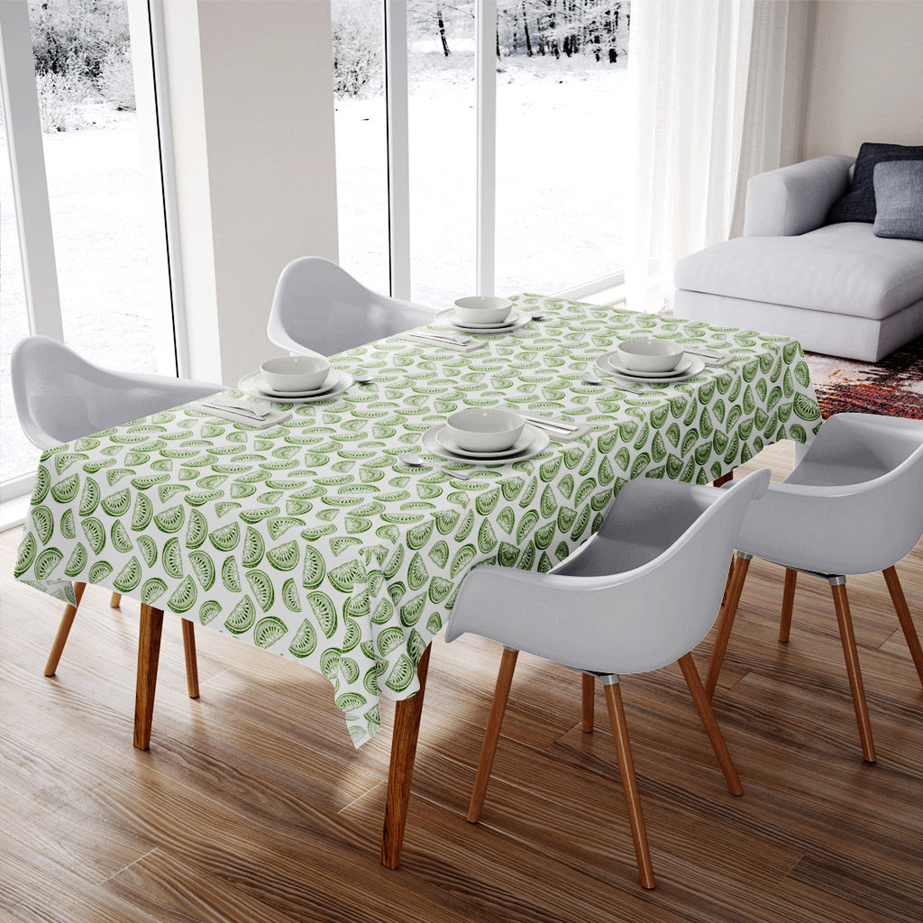 Скатерть 150х145см Астурия зеленый, длина стола до 110см, на 4 персоны, рогожка (хлопок 100%) 171г/м2, упаковка классическая, пакет ПВХ 28х41см, Домашняя мода (Россия)  фото 6