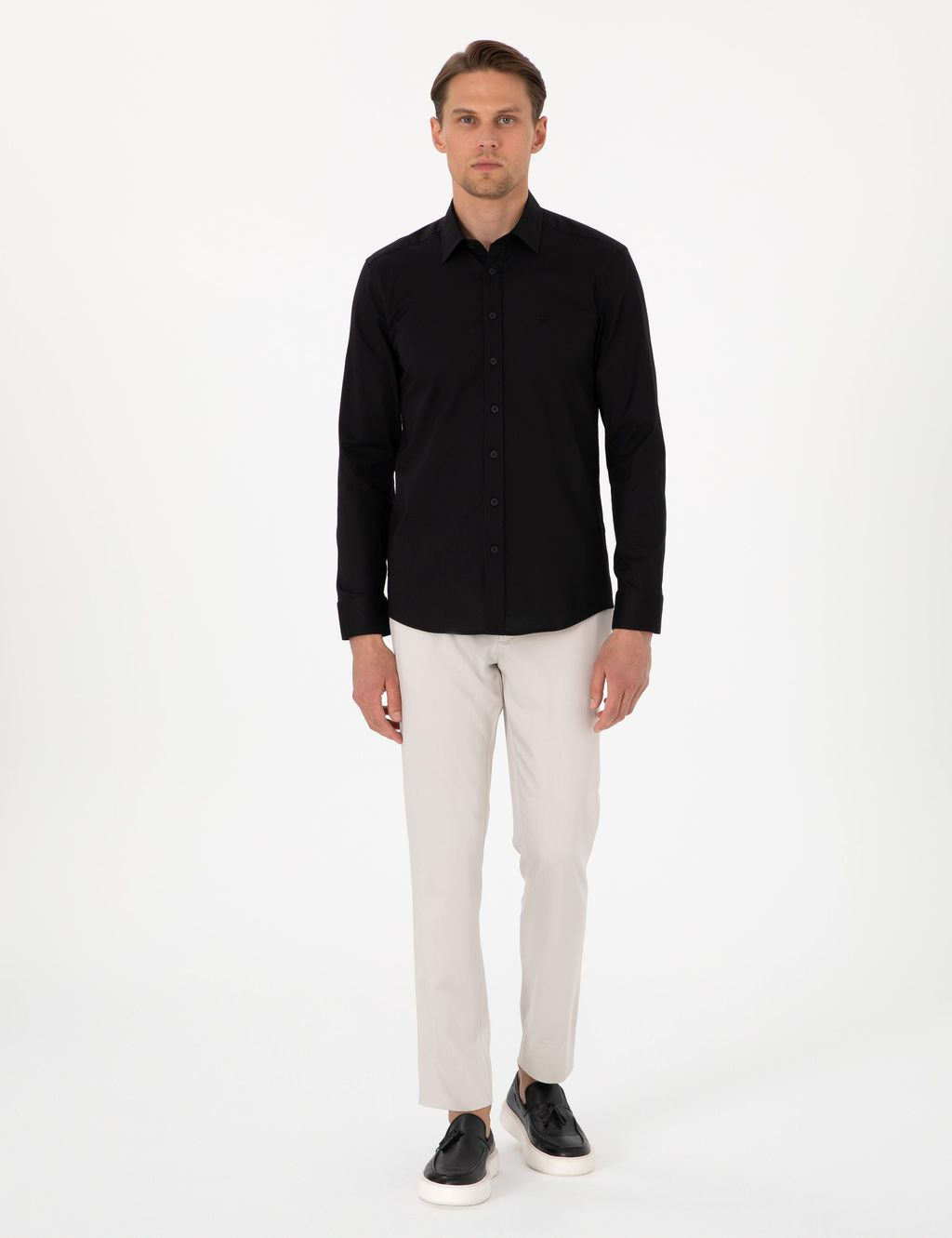 Siyah Slim Fit Uzun Kollu G_mlek - Pierre cardin фото 4