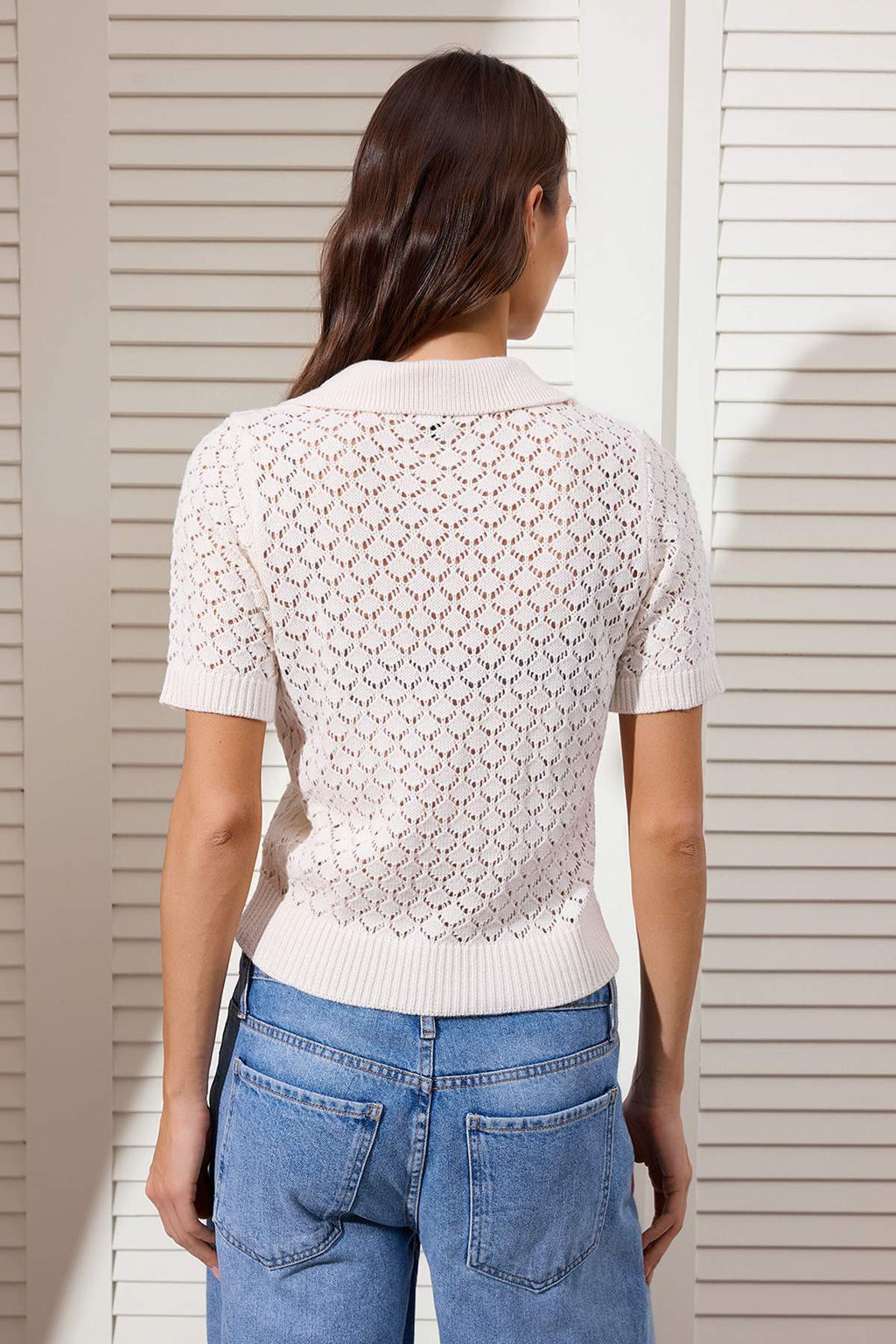 Tas Cicek Nak?sl? Yaka Ajurlu/Delikli Triko Bluz TWOSS26BZ00123