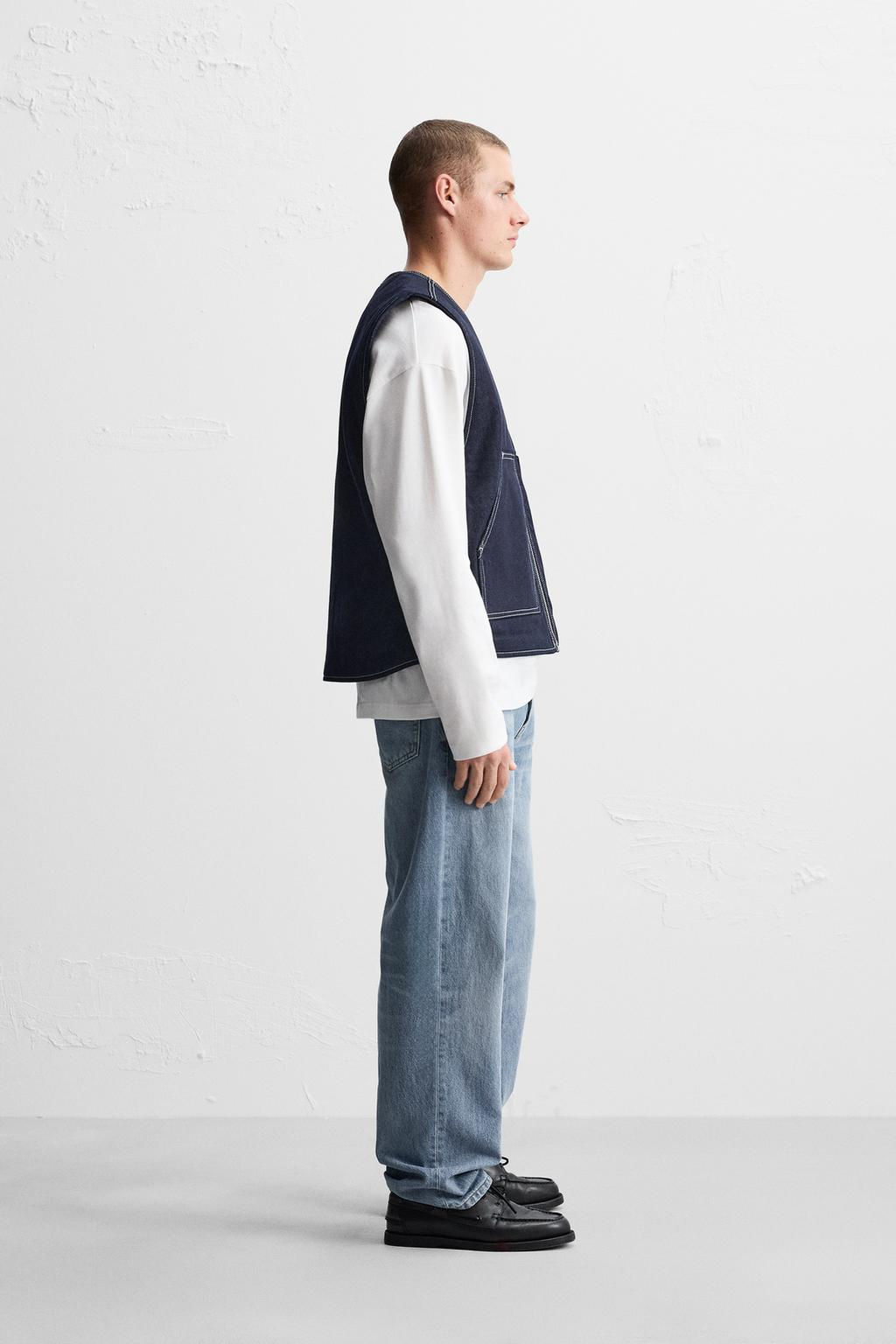 STITCHED DENIM WAISTCOAT - Zara фото 5