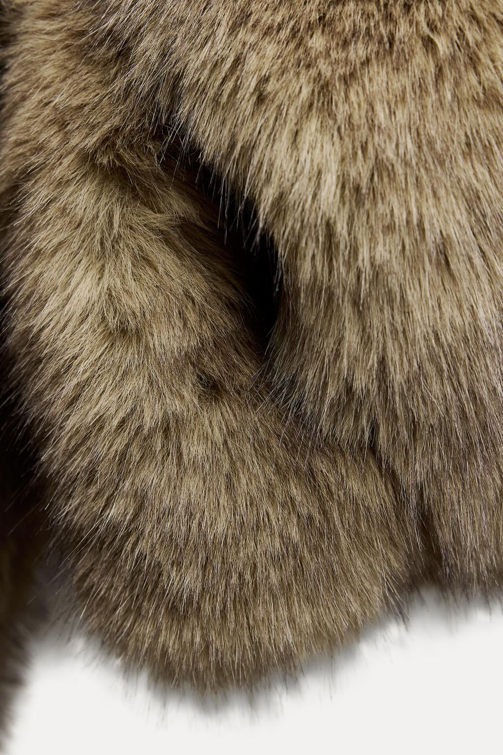 FAUX FUR HOODED COAT - Zara фото 9