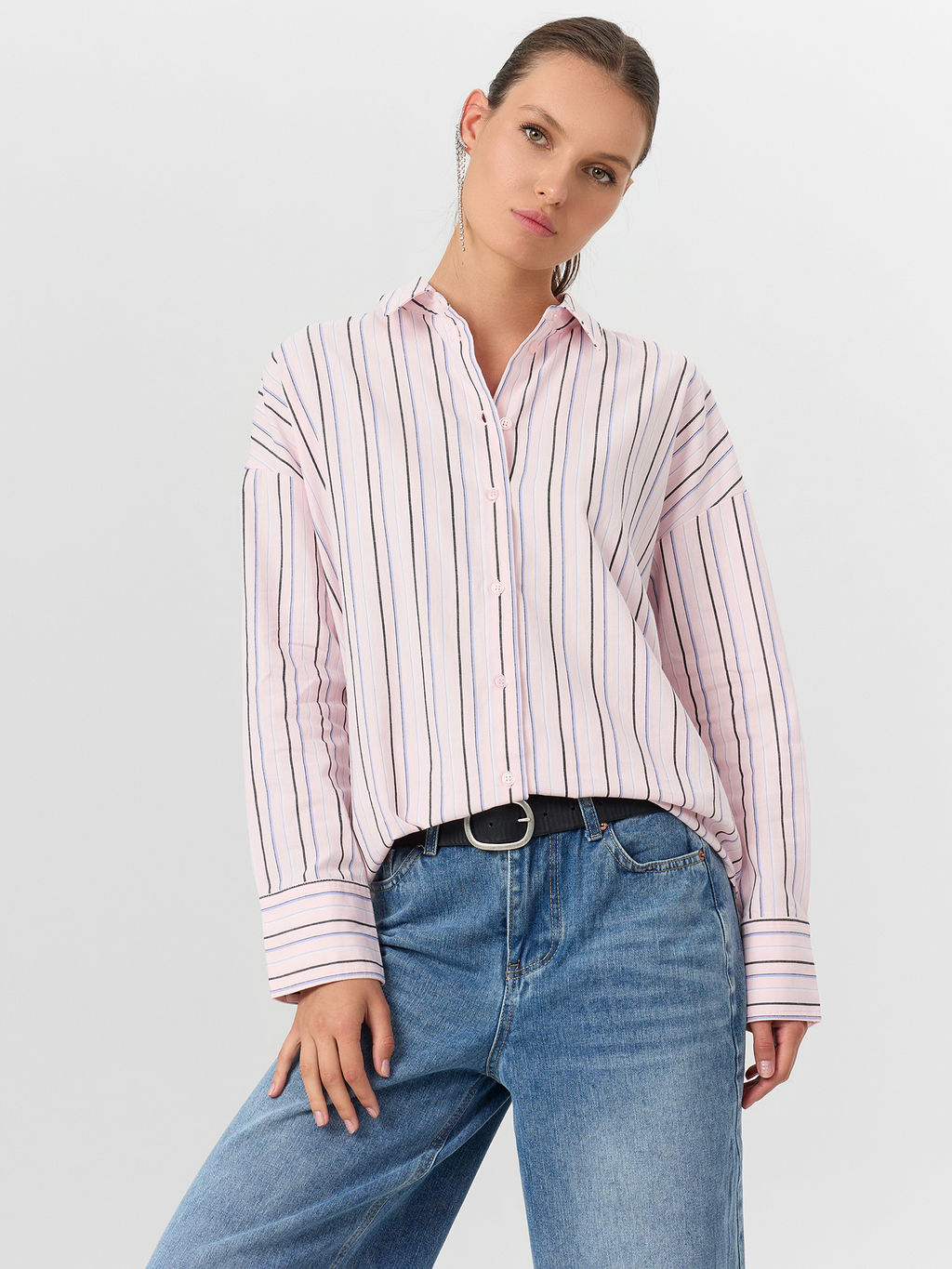 Рубашка женская розовая в полоску - Mark formelle фото 6