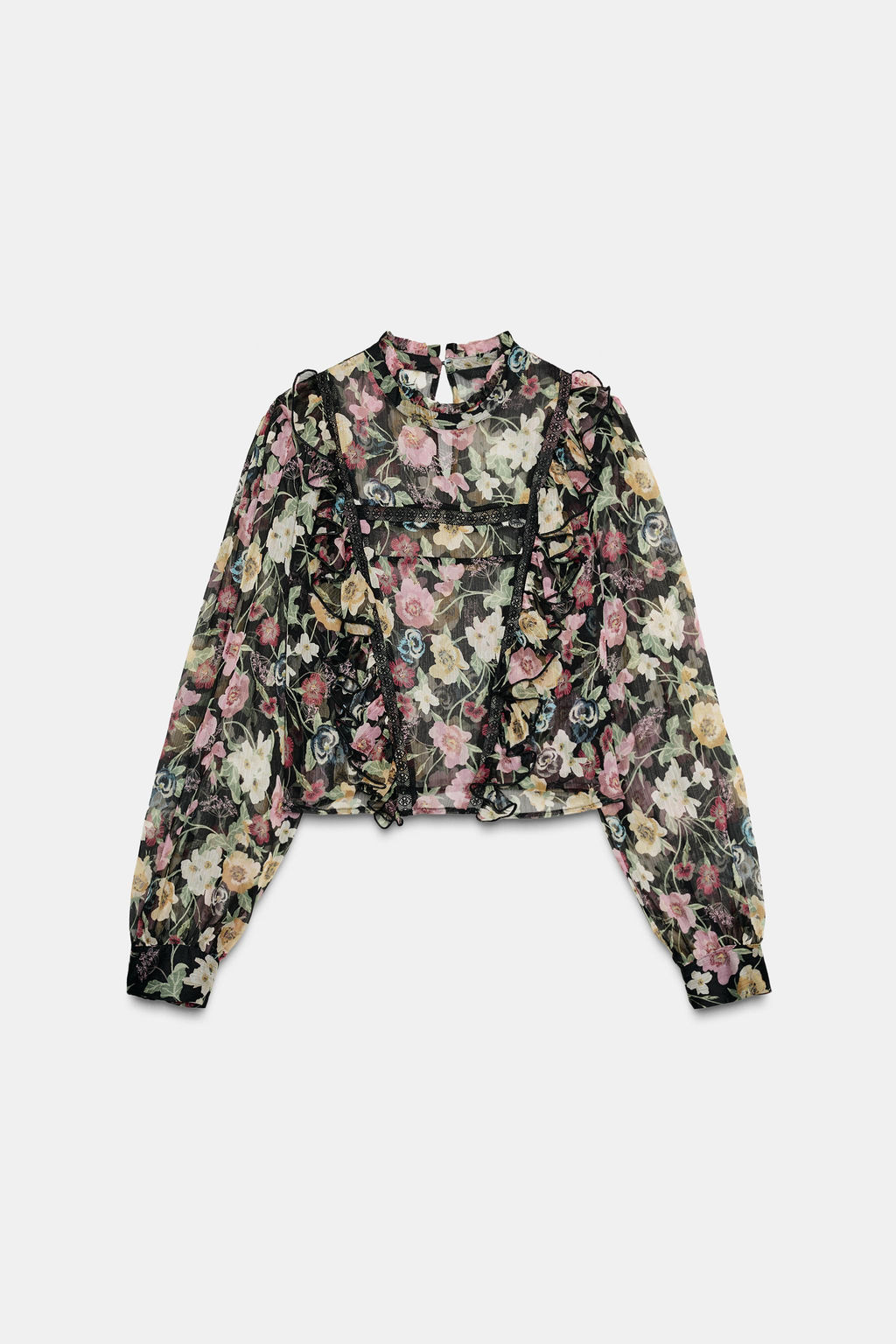 FLORAL PRINT RUFFLED BLOUSE - Zara фото 7