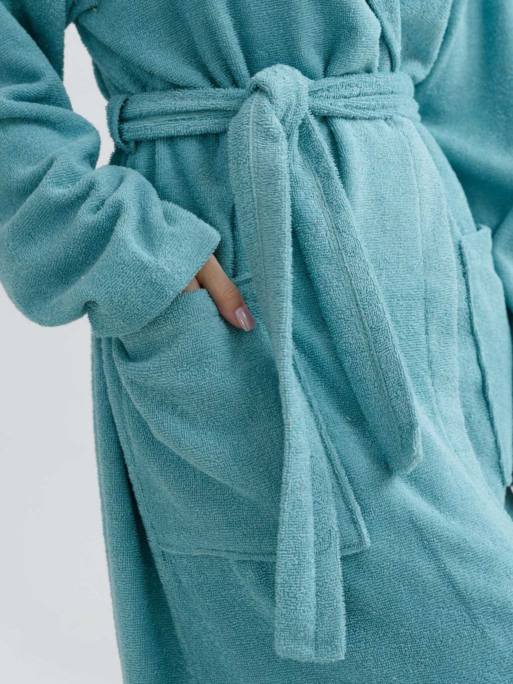 Халат женский Оптима Банный хлопок махра бирюзовый  фото 6