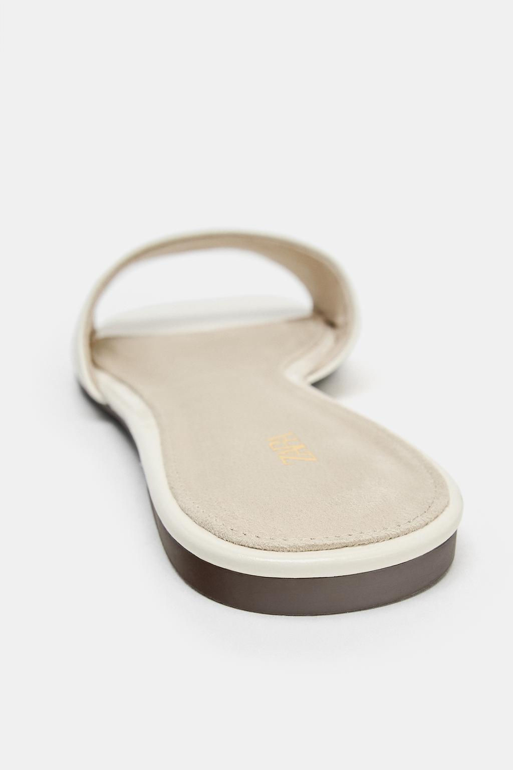 FLAT LEATHER SANDALS - Zara фото 7