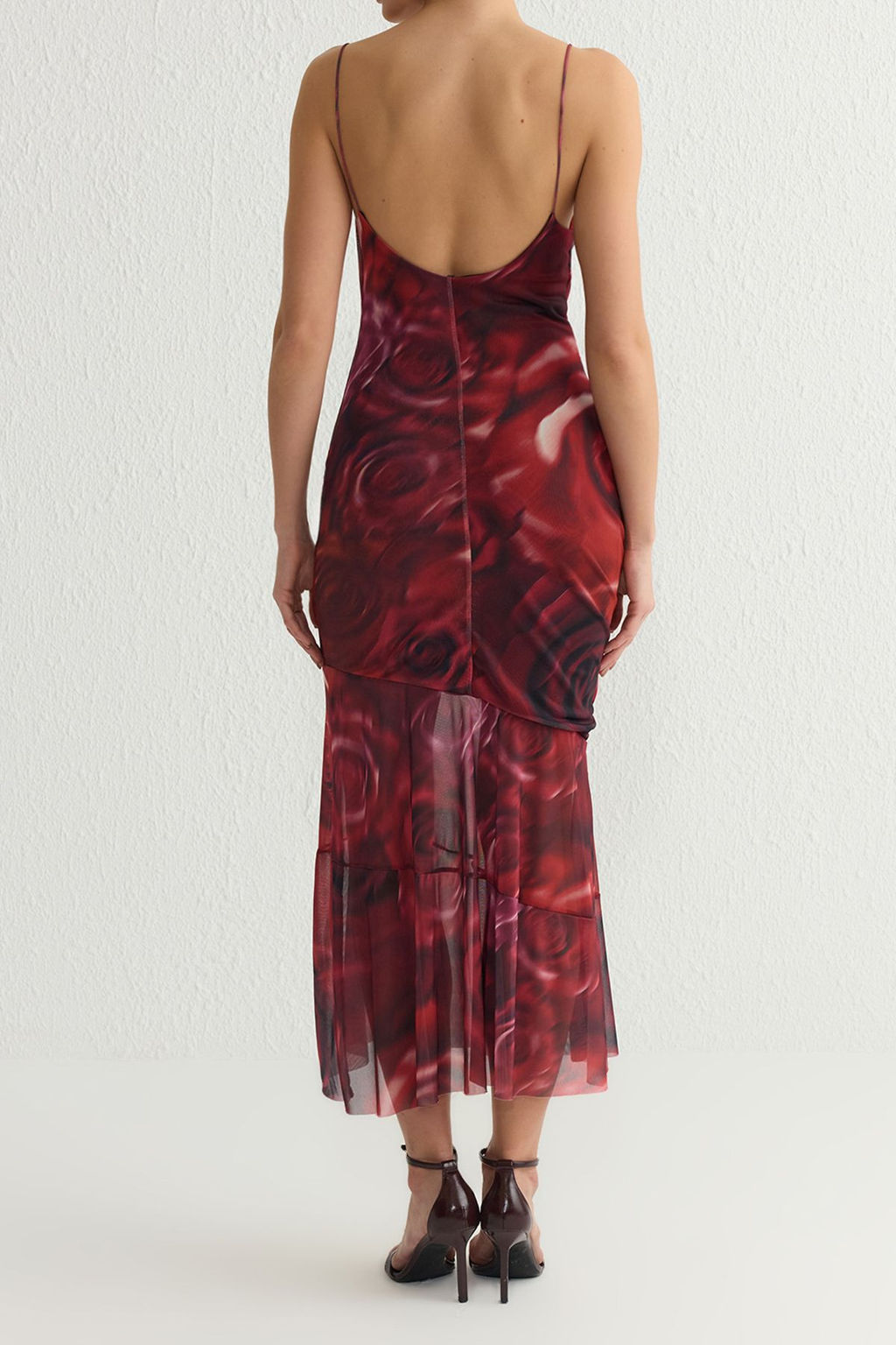 TRENDYOLMILLA Cok Renkli A-Kesim Degaje Yaka Cicek Desenli Piliseli Orme S?k Elbise TPRSS25EL00088  фото 5