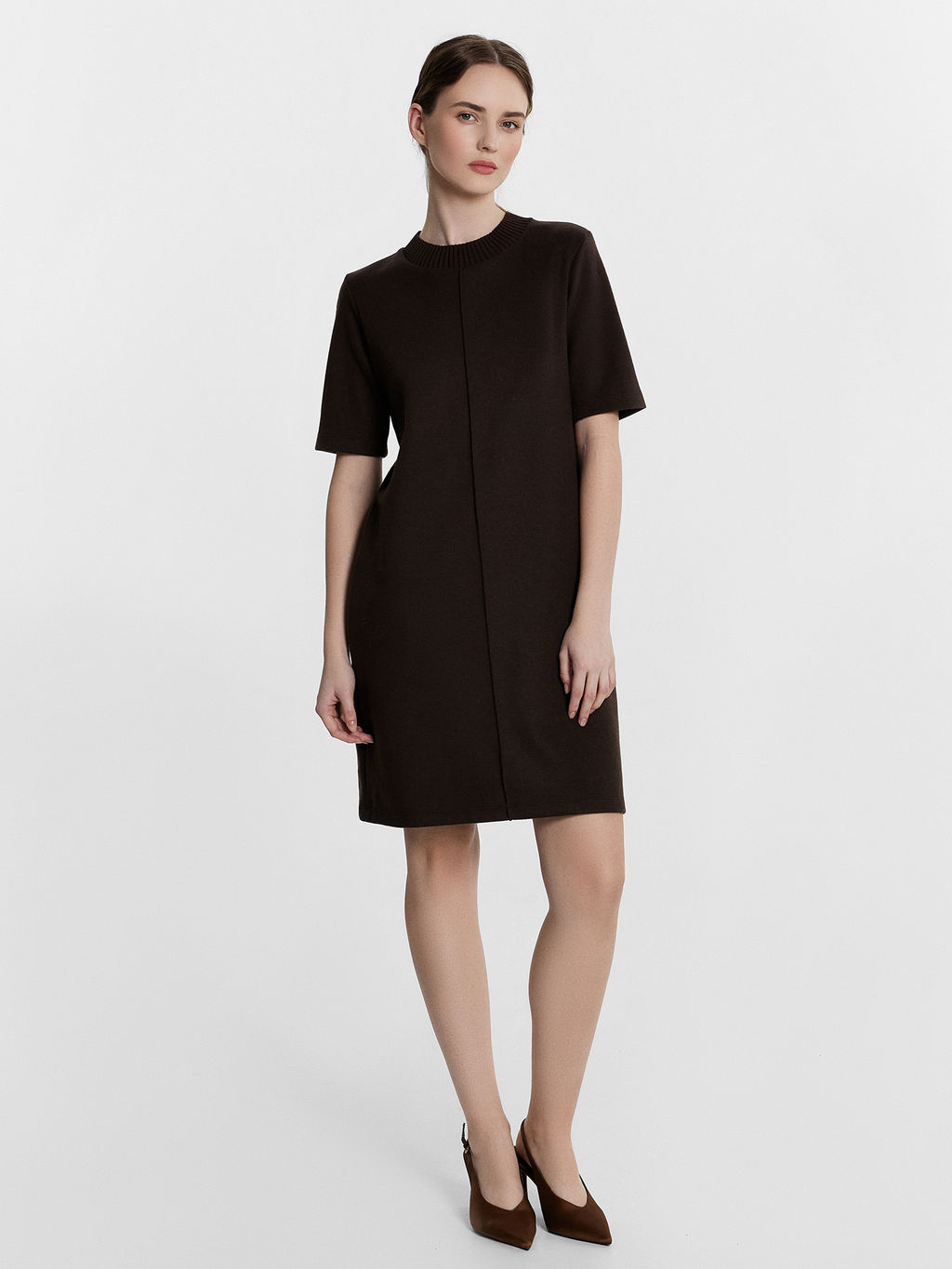 Платье женское коричневое шоко 152660