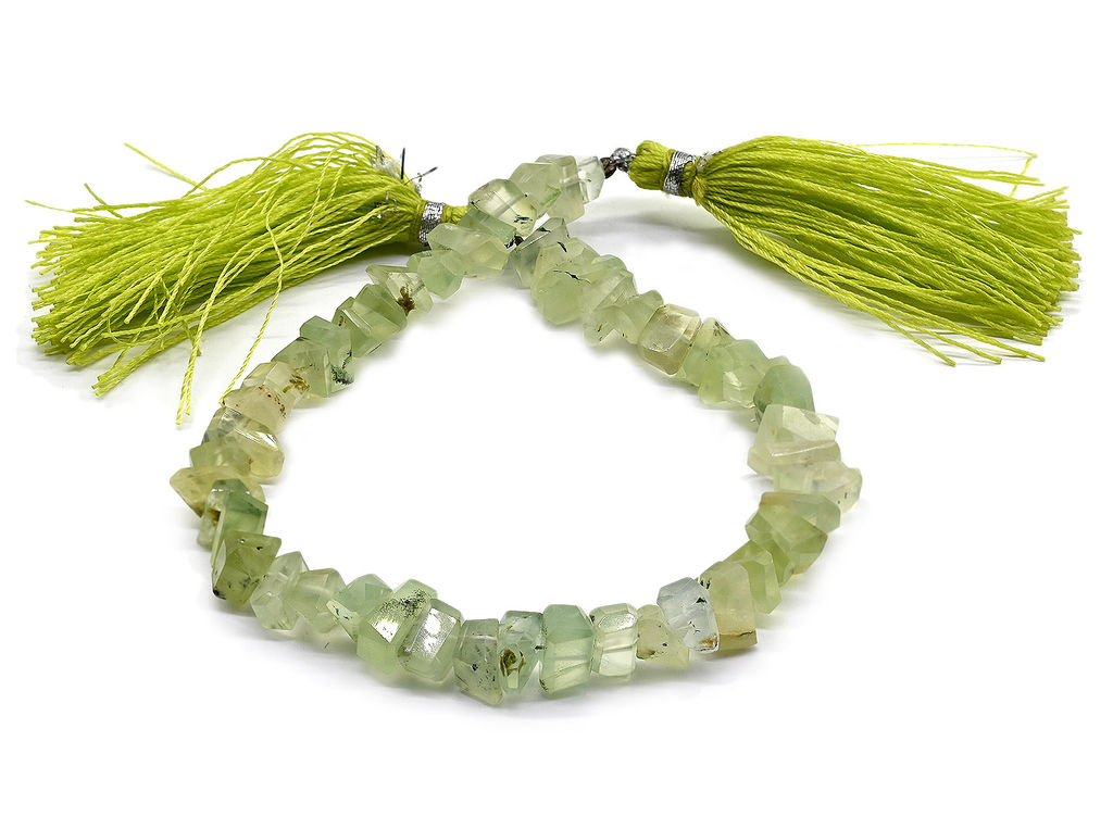 Бусины из пренита кристаллы 8-10мм, 20см, 45 бусин, 16г Радуга камня