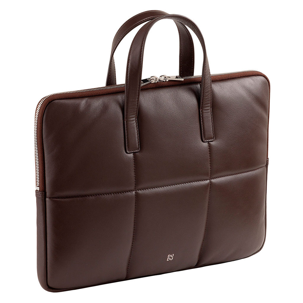 Итальянская кожаная сумка-портфель для ноутбука DuDu серии Togean | кофейно-коричневый