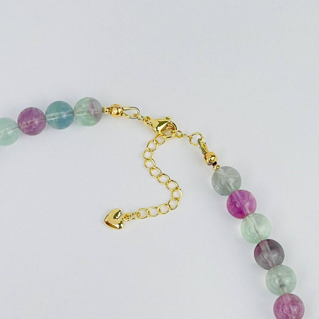 Колье из Флюорита, Аметиста и Жемчуга 40 см +