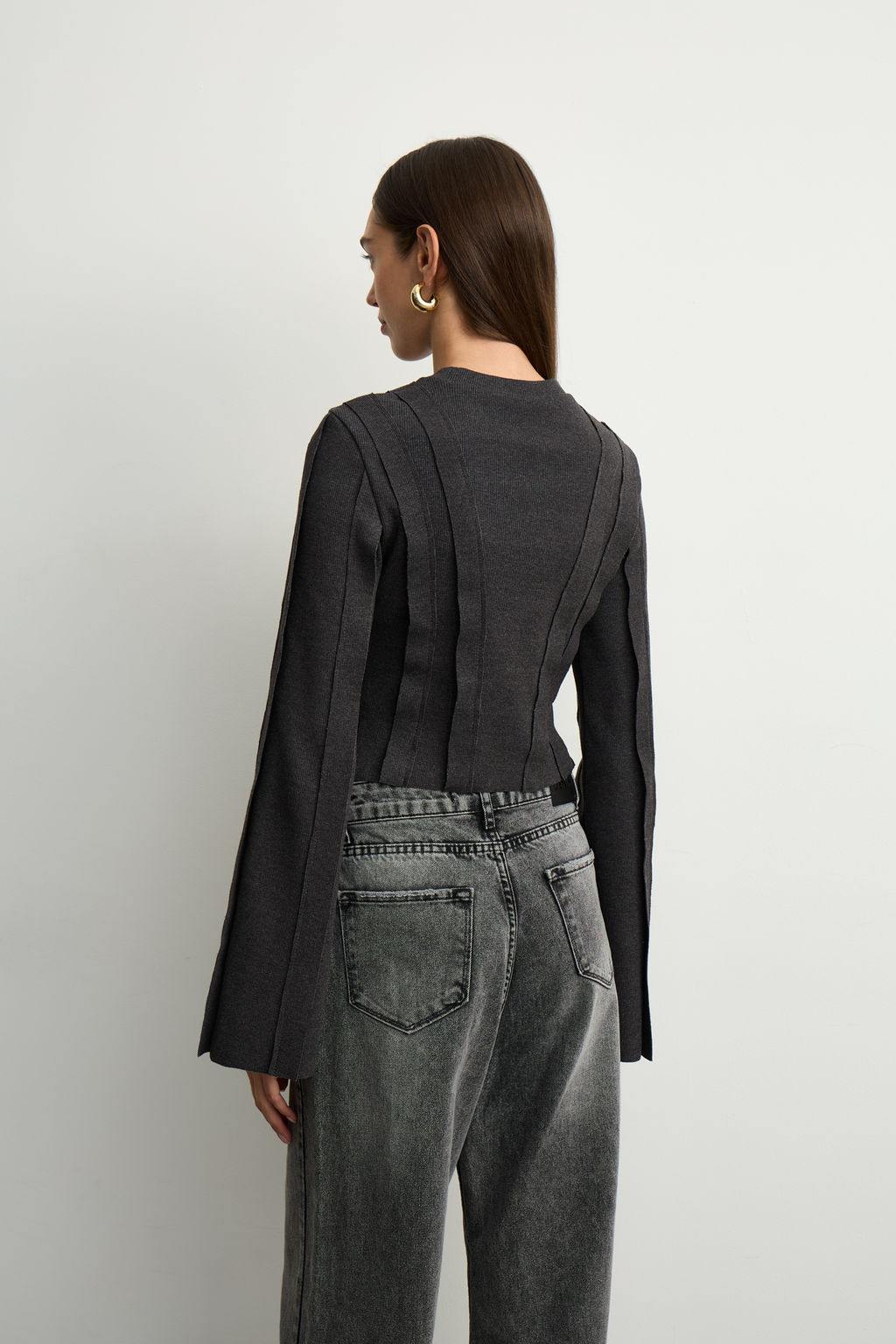 Лонгслив фактурный в рубчик с декоративными полосками - Mollis фото 4