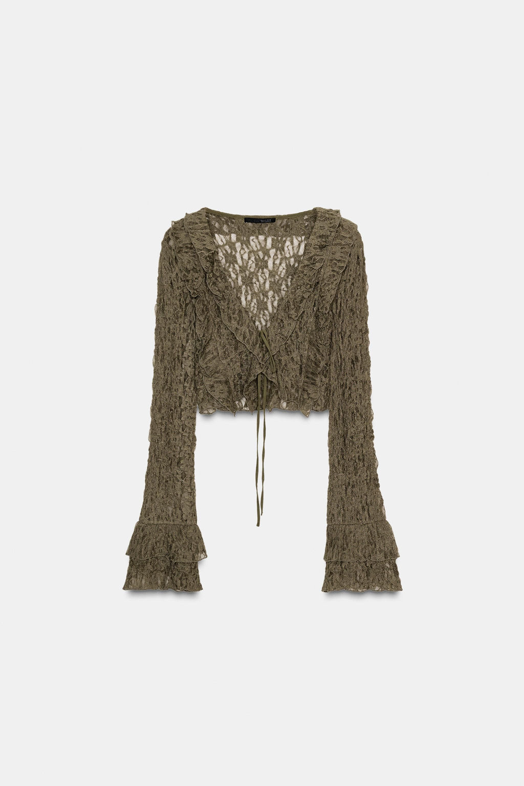 SHORT LACE JACKET WITH RUFFLES - Zara фото 5