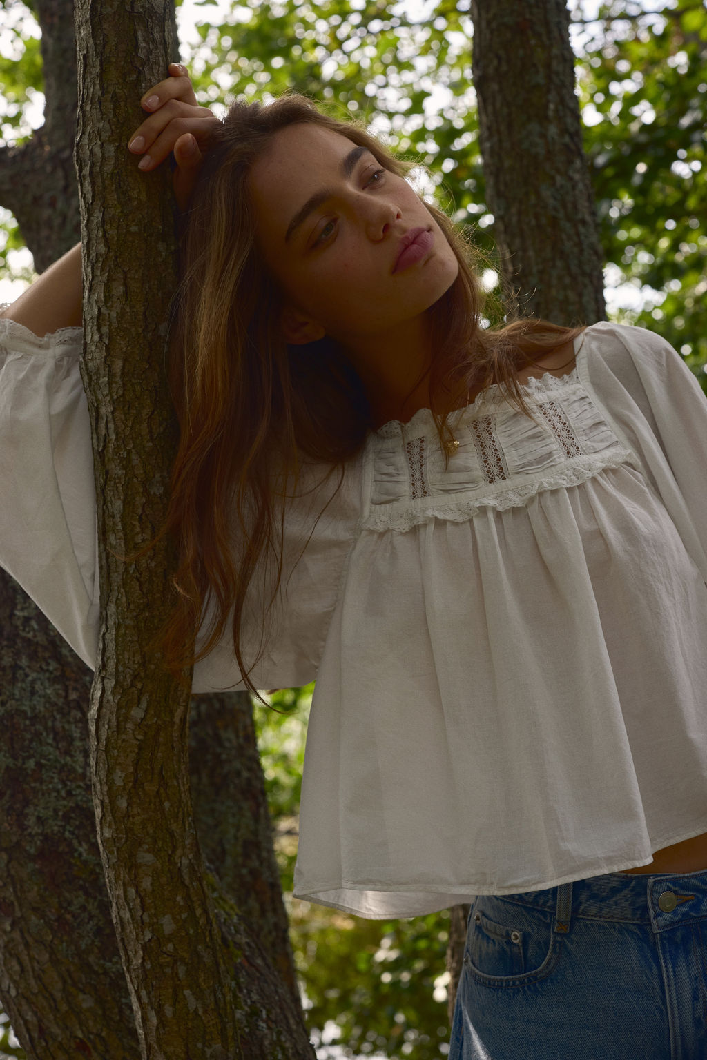 Blusa de algod?n con ribetes de encaje - H&m фото 5