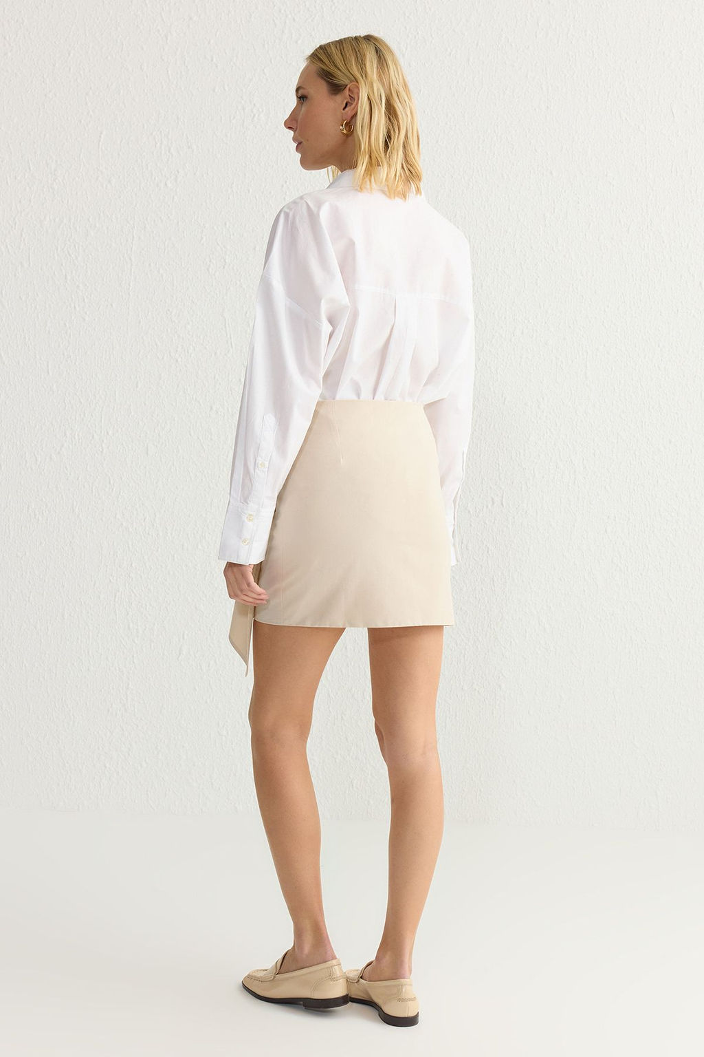 Bej Baglama Detayl? Pamuklu Dokuma Etek TWOSS25ET00019 - Trendyolmilla фото 5