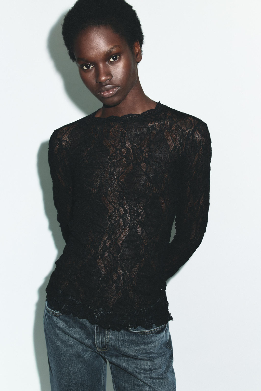 LACE LONG SLEEVE TOP - Zara фото 7