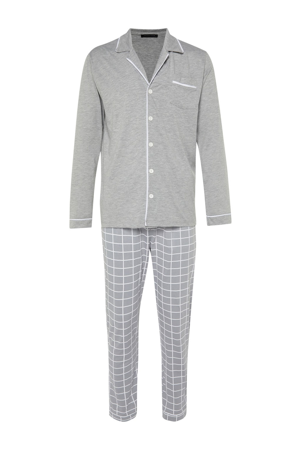 TRENDYOL MAN Lacivert Erkek Regular Fit Ust Biye Detayl? Orme %100 Pamuk Pijama Tak?m? TMNAW22PT1073 - Trendyolmilla фото 6