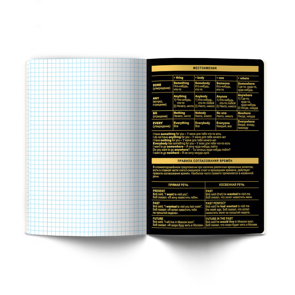 Светоч Т145 Тетрадь со справочным материалом Золотая коллекция, тиснение золотой фольгой, A5 48 л. на скобе 65 г/кв.м , белизна 100 % 10 шт. , клетка 01323 Золотая коллекция Английский язык  фото 6
