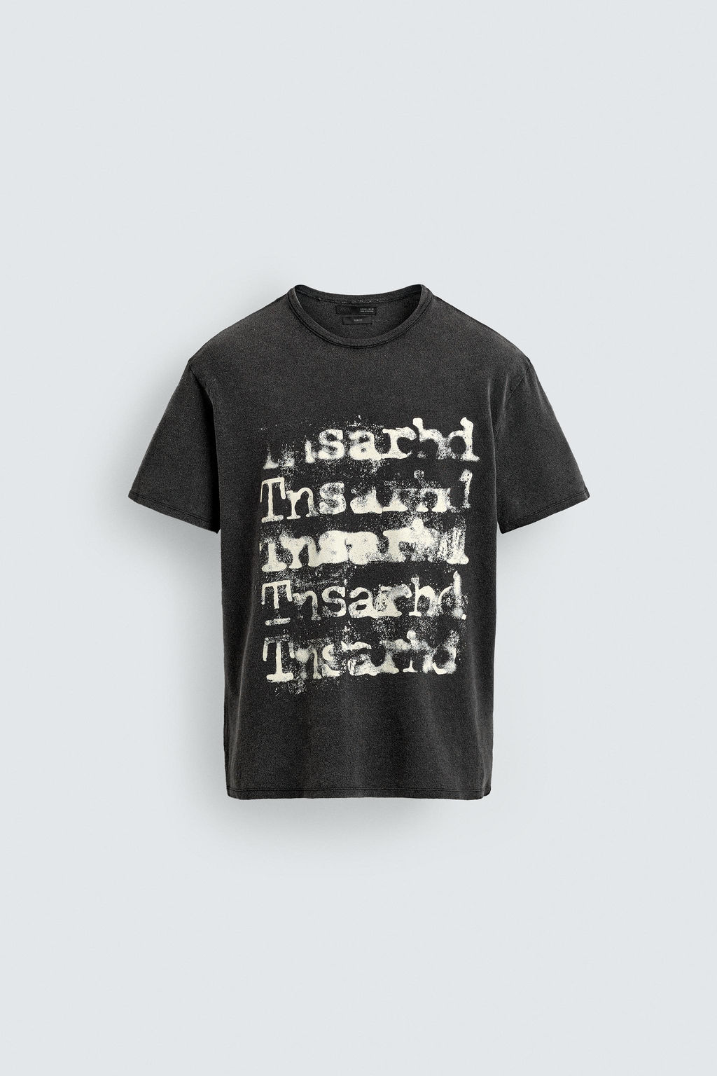 CAMISETA PUNTO ESTAMPADO LAVADO / Negro - Zara фото 8