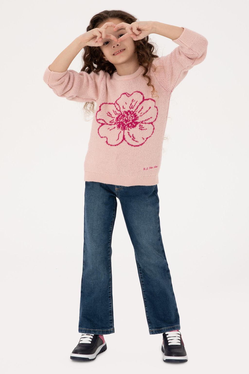 K_z _ocuk Bisiklet Yaka A__k Pembe Kazak - U.s. polo assn фото 2