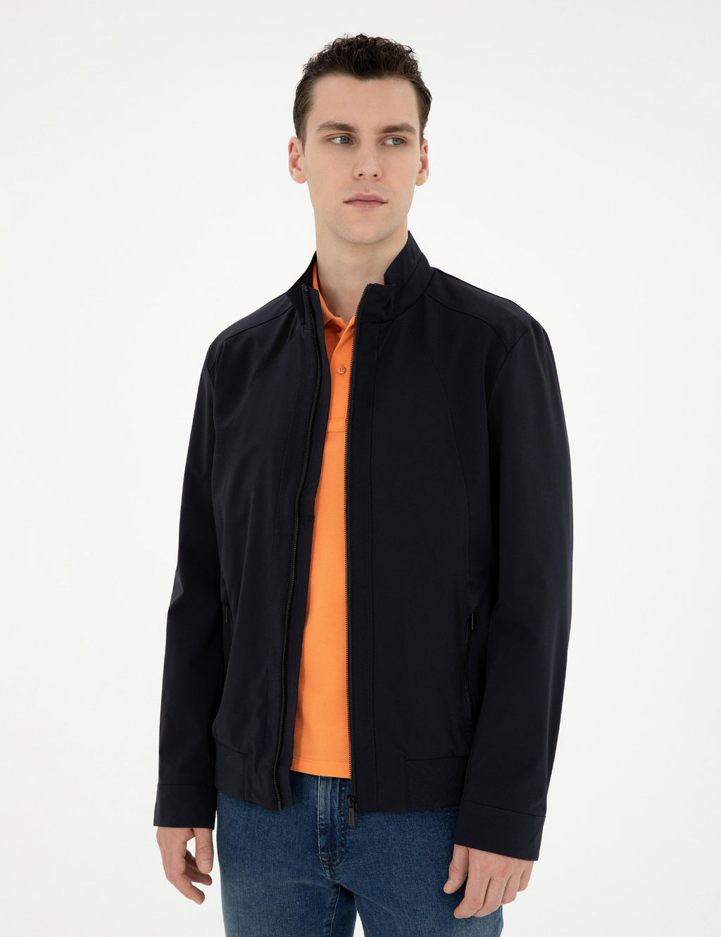 Lacivert Baharl_k Mevsimlik Mont