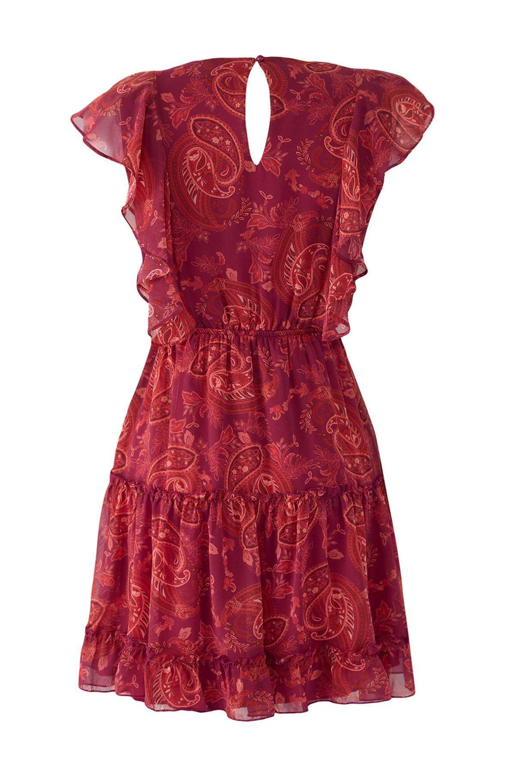 TRENDYOLMILLA Bordo Etnik Desenli Belden Ac?lan F?rf?rl? Mini Sifon Astarl? Dokuma Elbise TWOSS24EL00745  фото 6