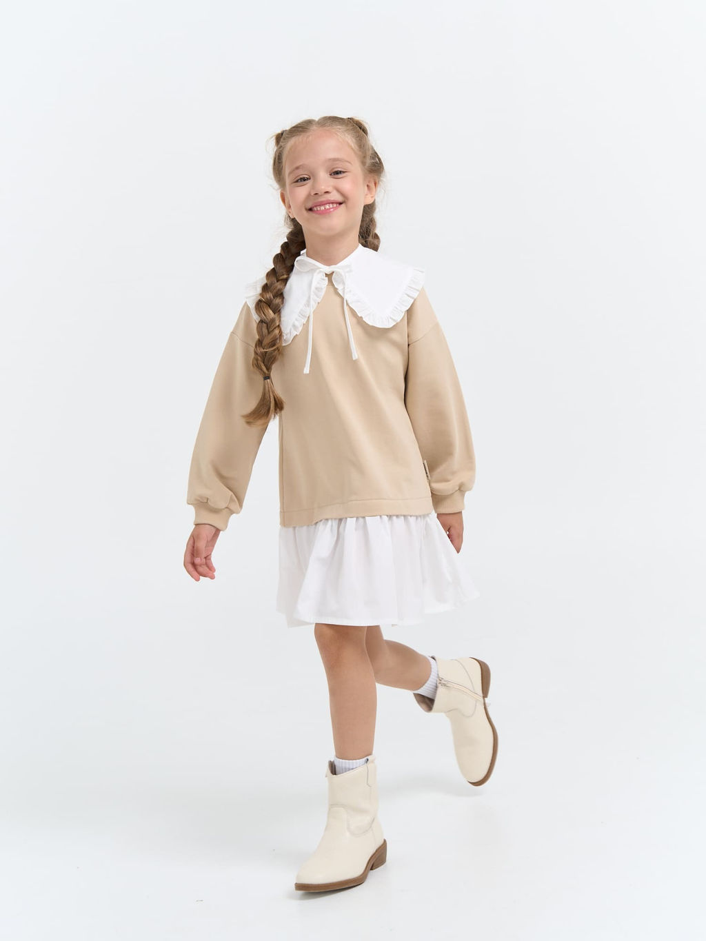 Платье с хлопковой юбкой Крем-брюле - Bungly фото 4