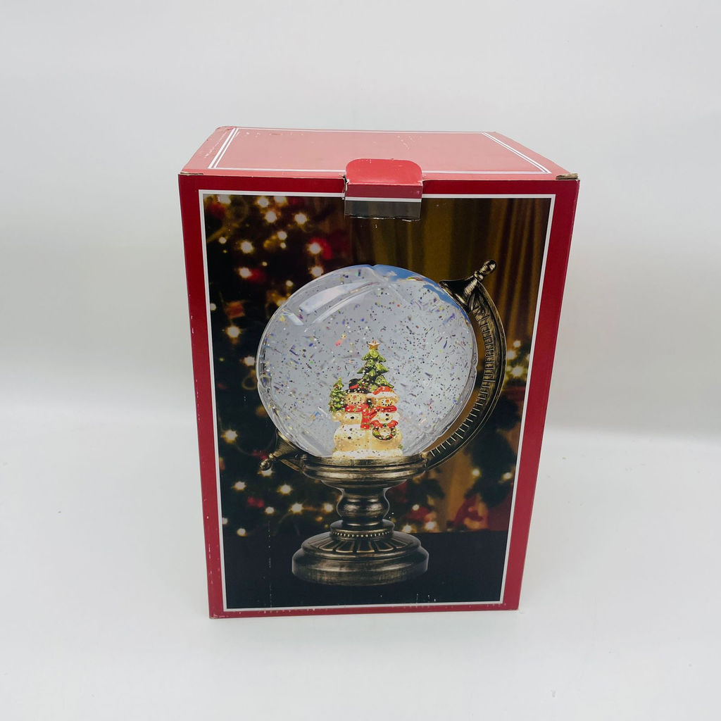 Новогодний декор Ночник стекло - Глобус со Снеговиками 25 см (арт. 8913B) - Ип лебедев о.ю фото 6