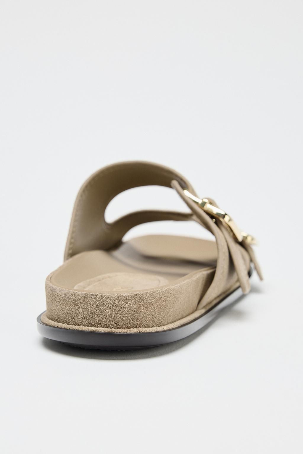 SPLIT SUEDE STRAPPY FLAT SANDALS - Zara фото 5