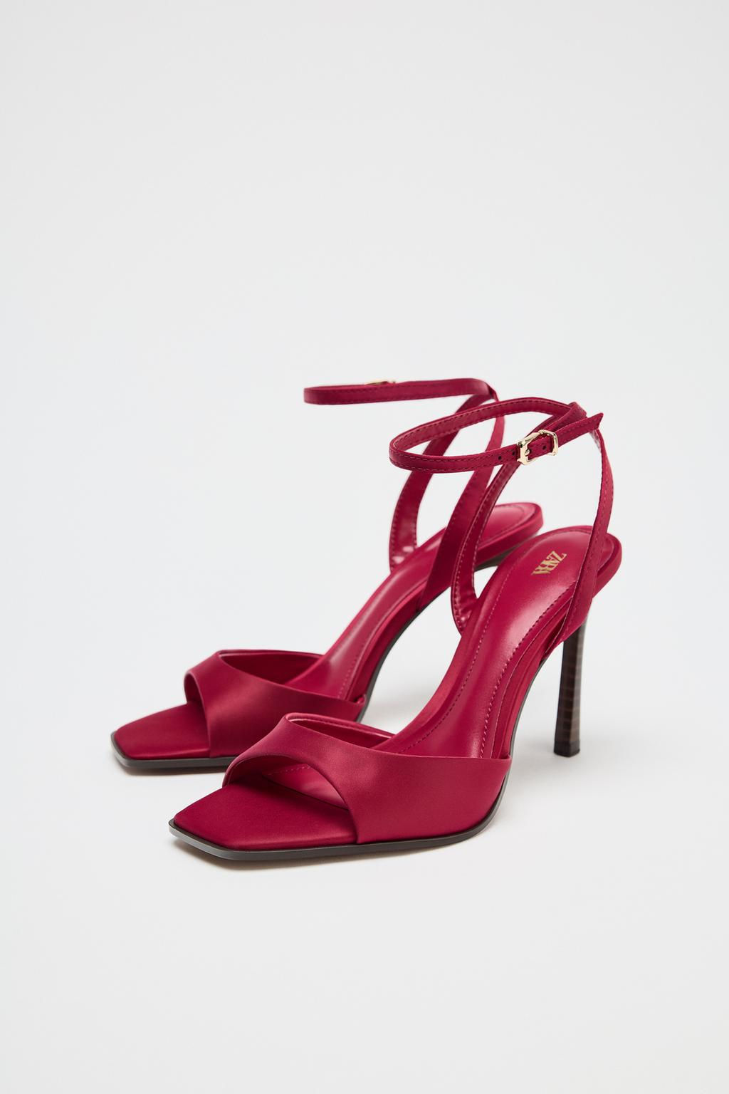 SATIN-EFFECT HIGH-HEEL SANDALS - Zara фото 3