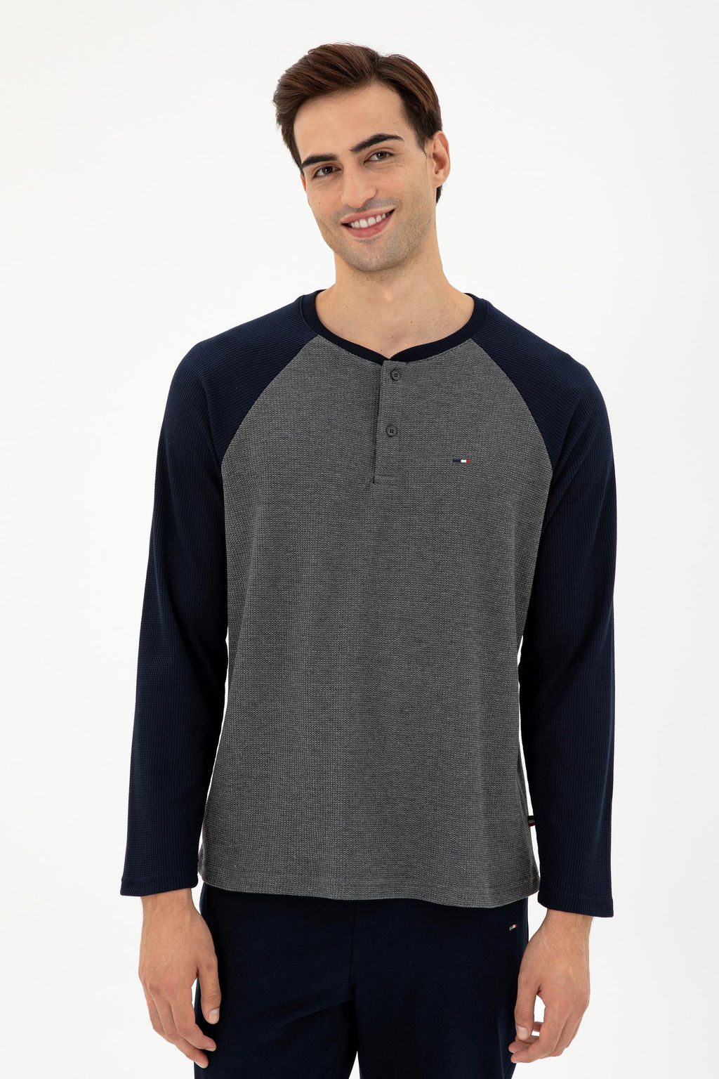 Мужской пижамный комплект антрацитового меланжевого цвета - U.s. polo assn фото 3