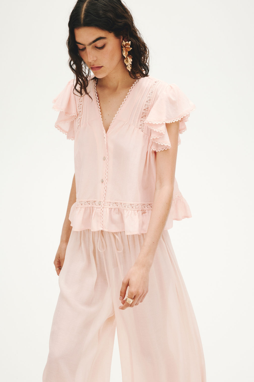 Blusa con inserciones de encaje - H&m фото 4