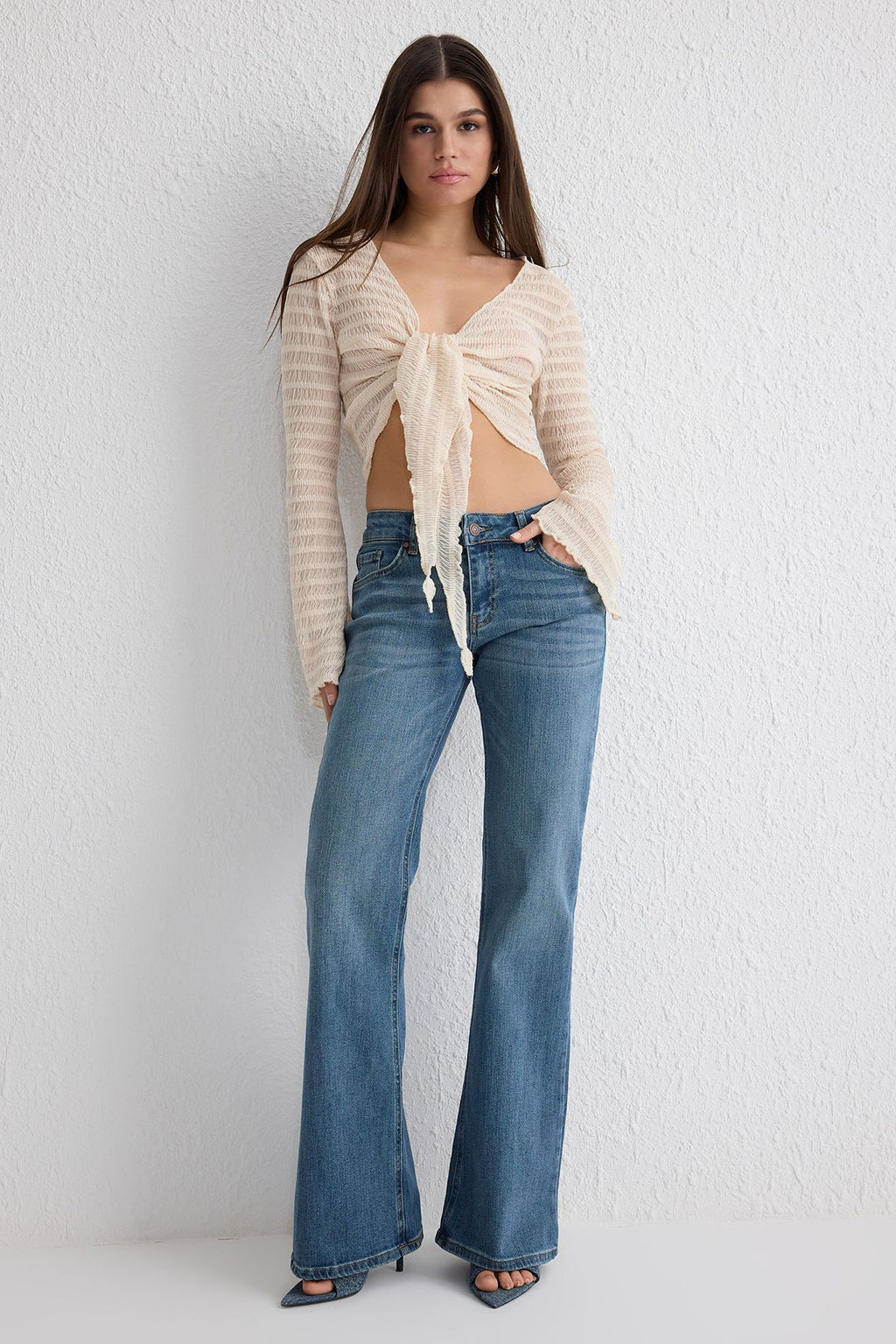 Mavi Dusuk Bel Comfort/Esnek Flare Jeans TWOSS25JE00105 - Trendyolmilla фото 2