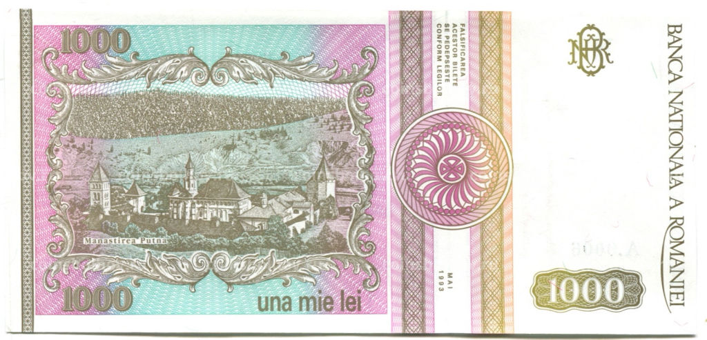 Банкнота 1000 лей 1993 года Румыния