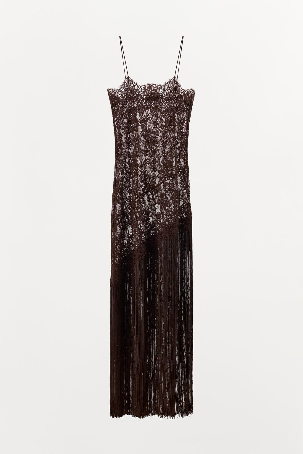 LACE AND FRINGED STRAPPY DRESS - Zara фото 12