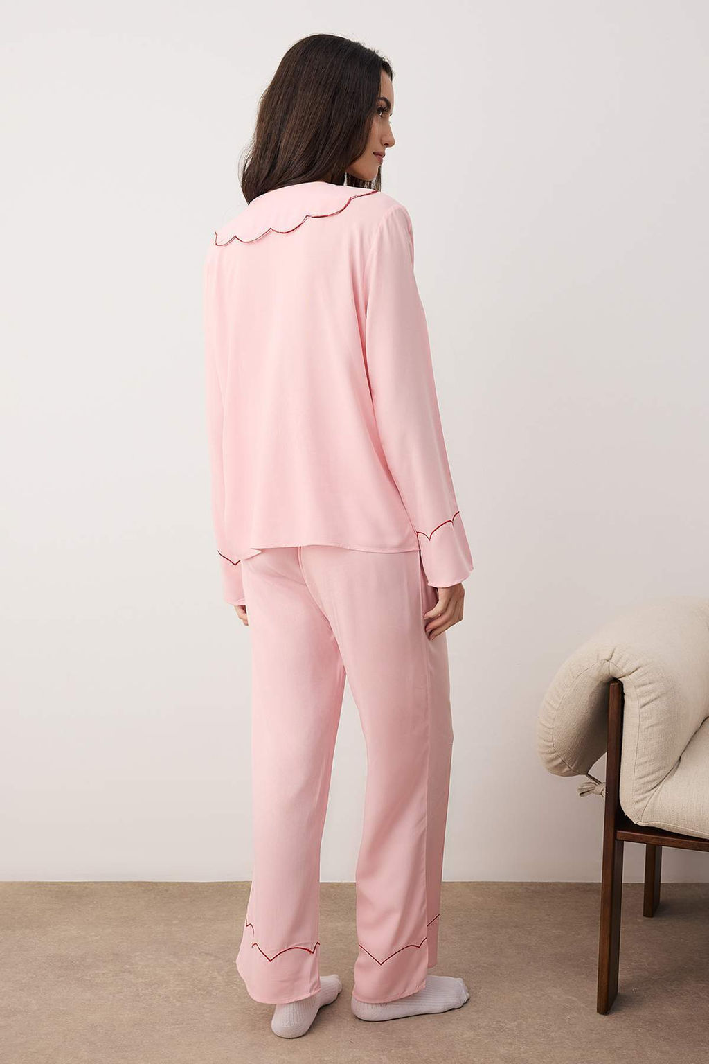Pembe Duz Shally Dokuma Pijama Tak?m? THMAW26PT00169 - Trendyolmilla фото 4