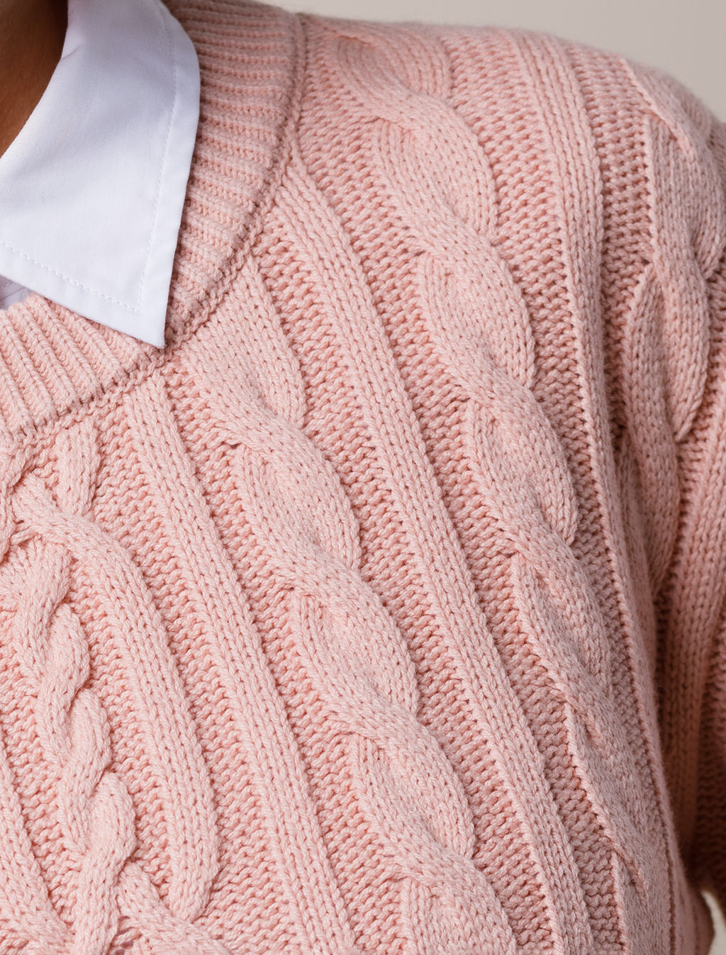 Свитер фактурной вязки с узором косы - Vilatte фото 3