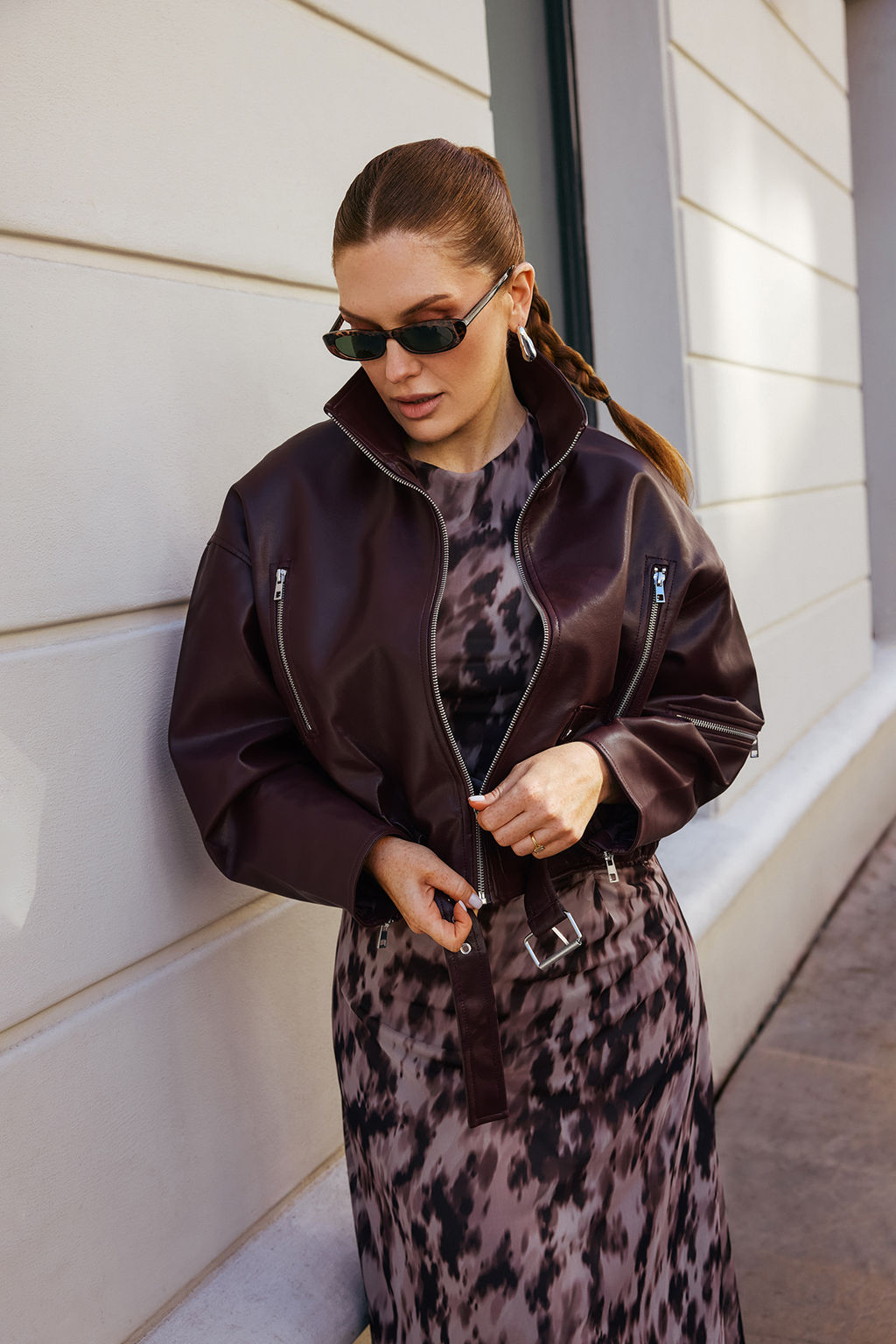 Kahverengi Oversize Kal?p Suni Deri Bomber Ince Ceket Mont TWOAW26MO00053 - Trendyolmilla фото 8