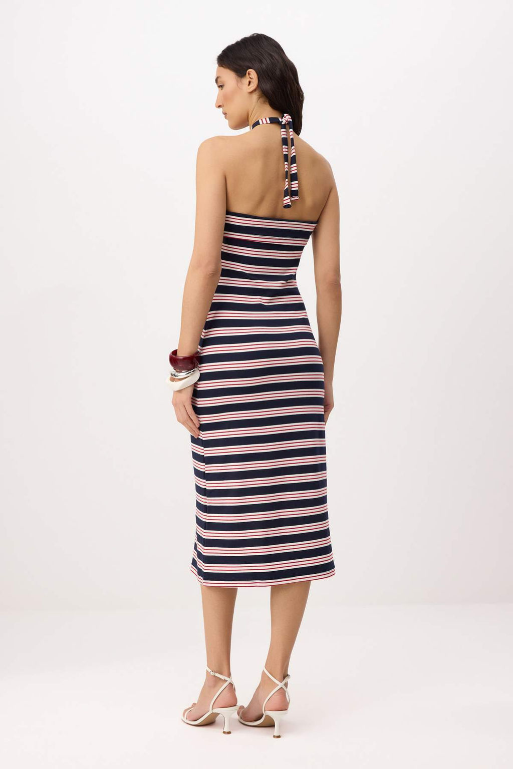 Cok Renkli Cizgili Bodycon Boyundan Baglamal? Kolsuz Yumusak Orme Elbise TWOSS26EL00568 - Trendyolmilla фото 4
