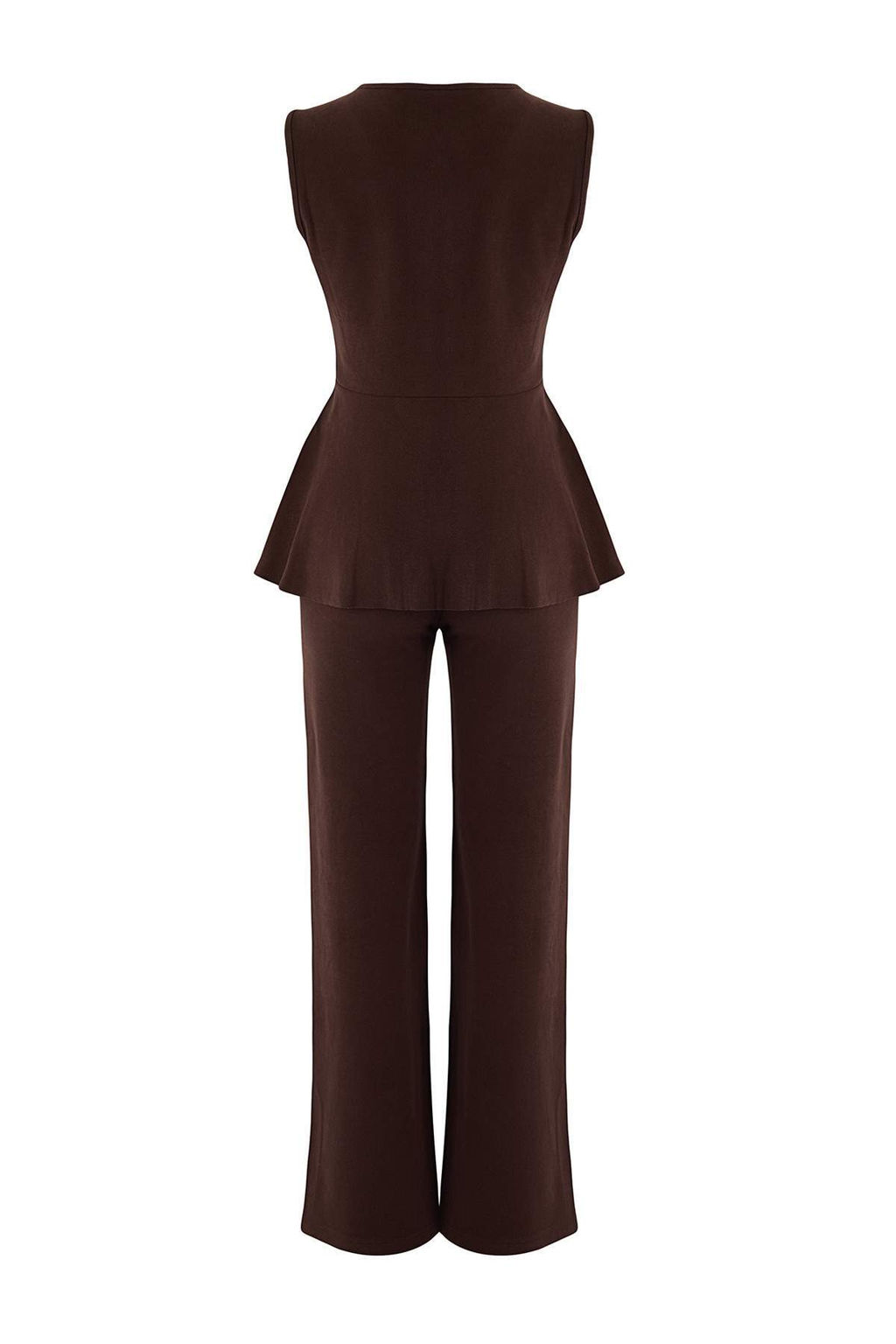 Kahverengi Selanik Dugmeli Belden Ac?lan Wide Leg/Palazzo Alt Orme Alt - Ust Tak?m TWOAW26AU00092 - Trendyolmilla фото 6