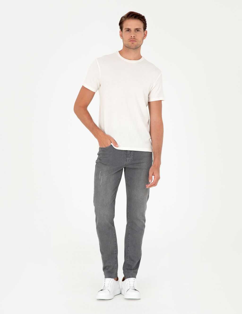 Ekru Slim Fit Basic Ti__rt