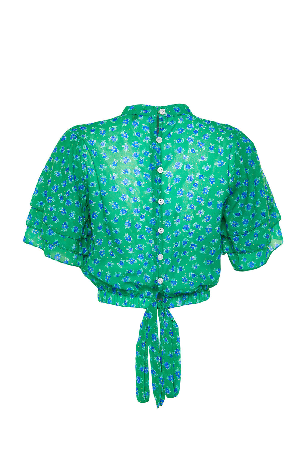 Trendyolmilla Cok Renkli Crop Cicek Desenli Dokuma Bluz TWOSS20BZ1657  фото 17
