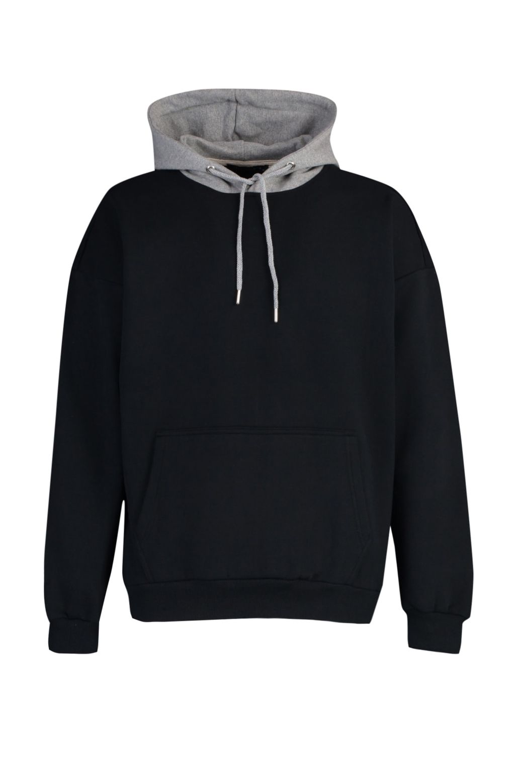 Siyah Oversize/Genis Kesim Kapusonlu Yaz? Bask?l? Ici Polar/S?cak Tutan Sweatshirt TMNAW23SW00023