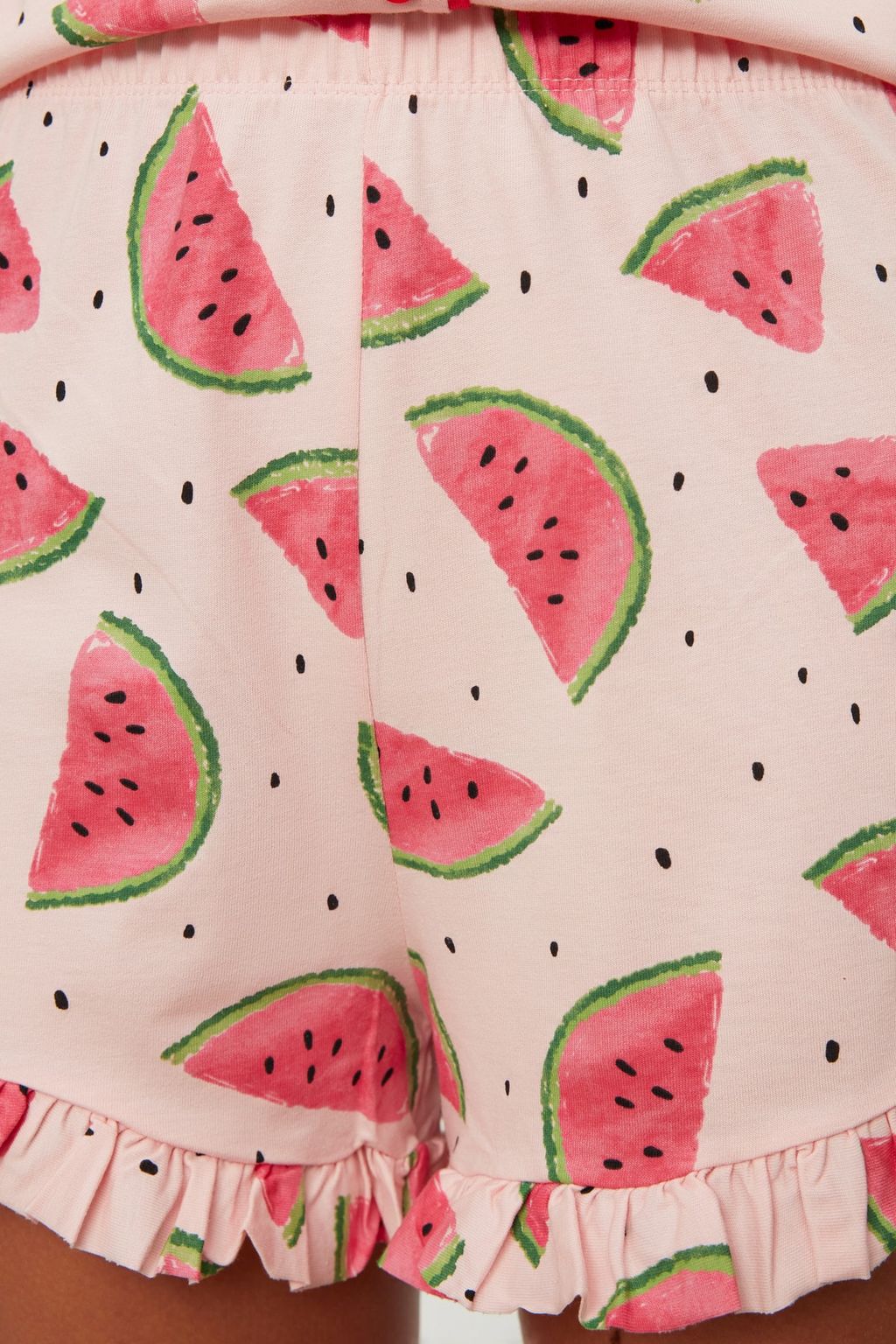 Trendyolmilla Pembe %100 Pamuklu Karpuz Desenli F?rf?rl? Sortlu Orme Pijama Tak?m? THMSS21PT0670 фото 12