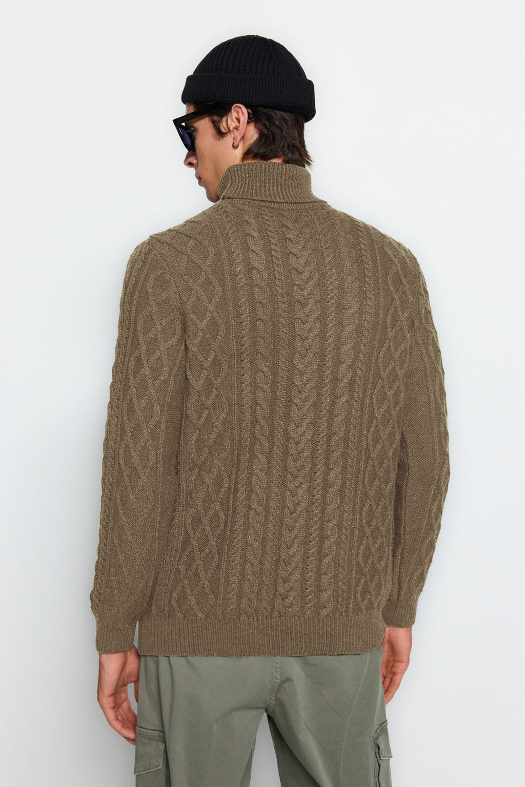 TRENDYOL MAN Vizon Slim Fit Yunlu Bal?kc? Yaka Sac Orgu Triko Kazak TMNAW22KZ0302 - Trendyolmilla фото 4