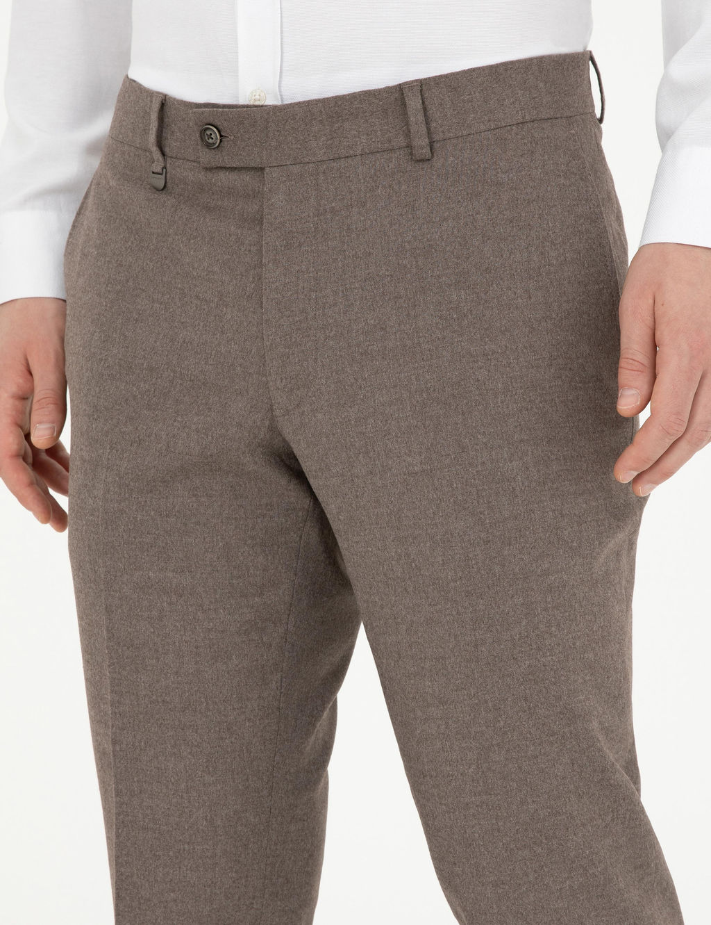 A__k Kahverengi Slim Fit Kuma_ Pantolon