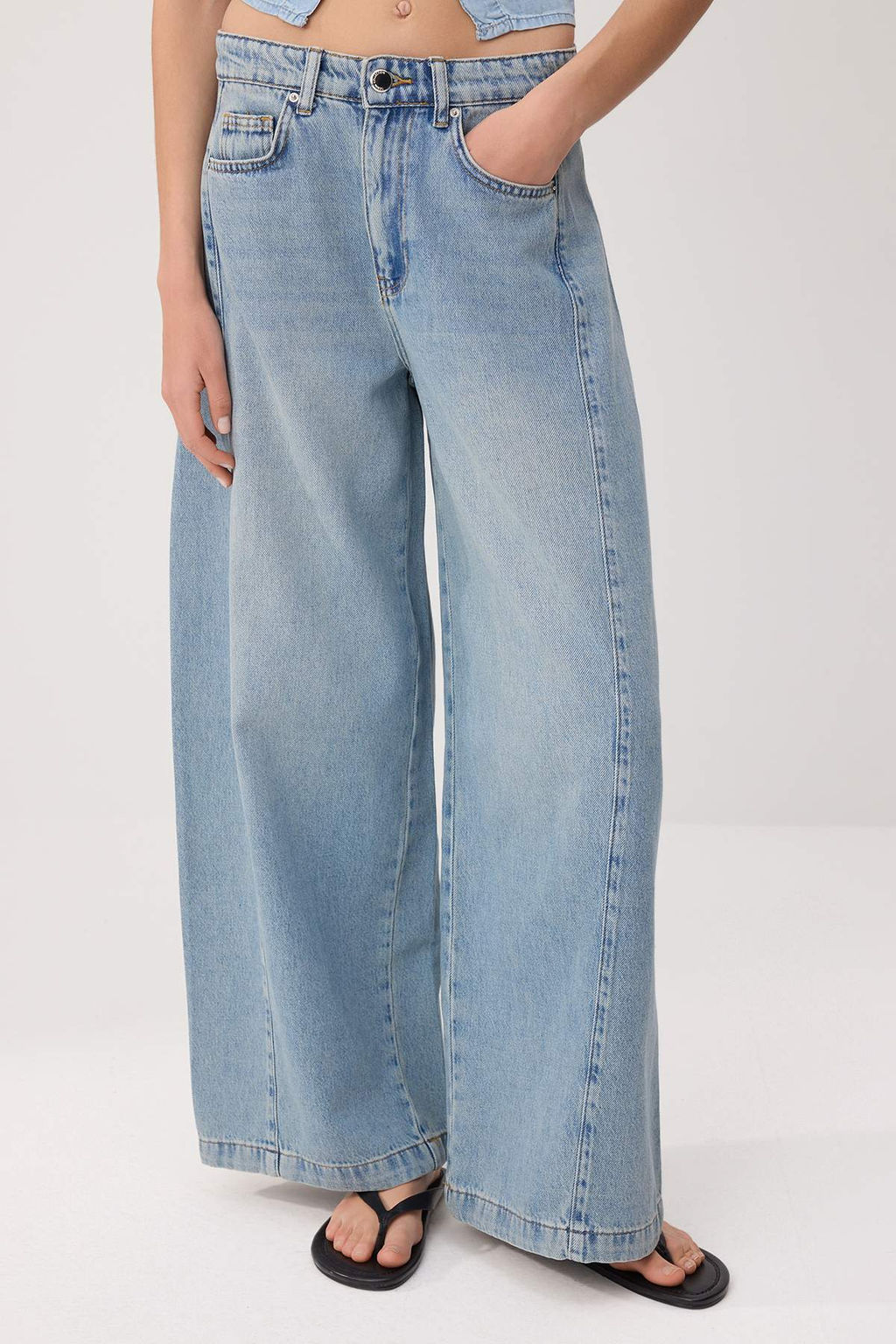 Mavi Dikis Detayl? Yuksek Bel Wide Leg Jeans TWOSS26JE00318 - Trendyolmilla фото 4