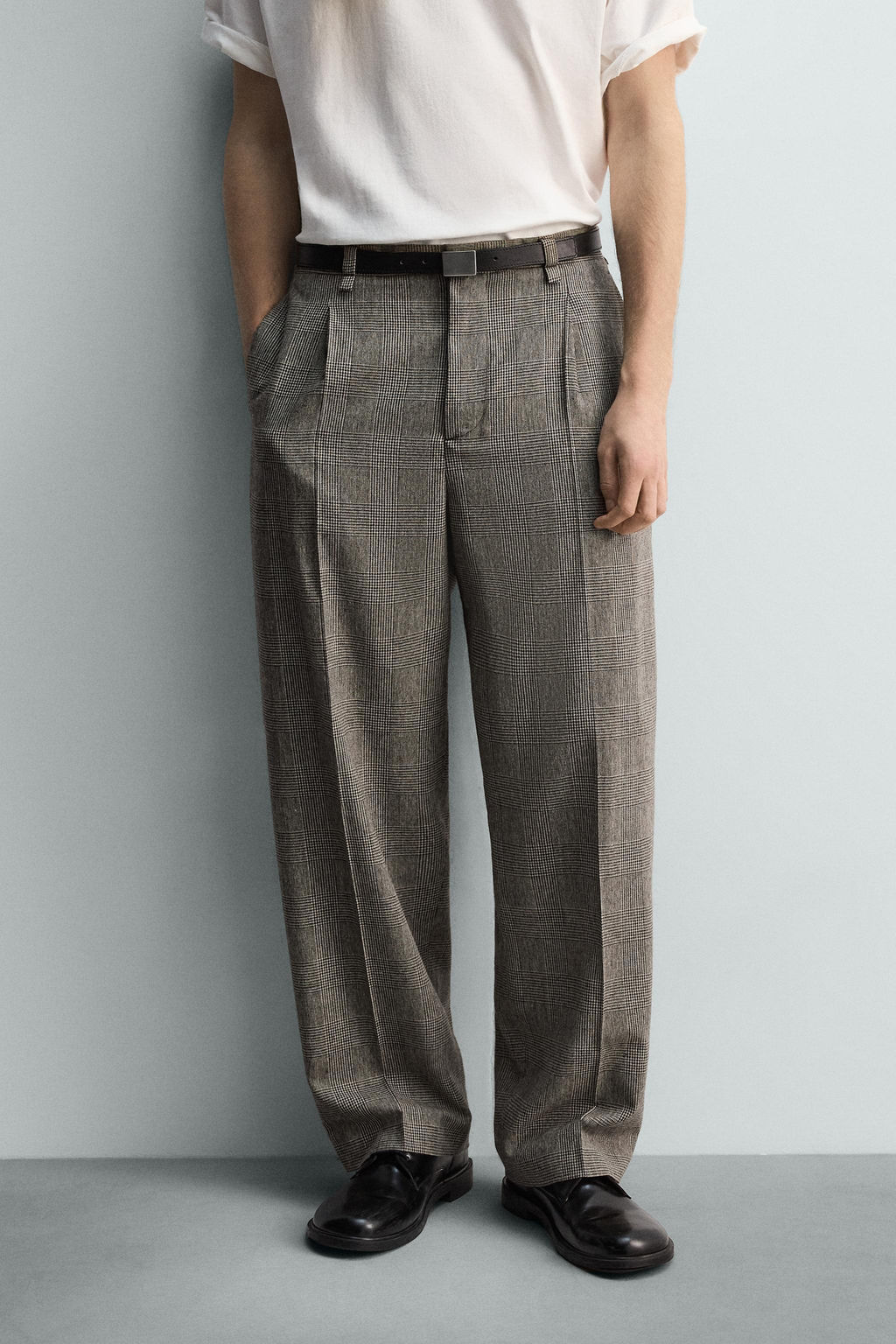PANTAL?N RELAXED FIT CUADROS / Beige - Zara фото 2